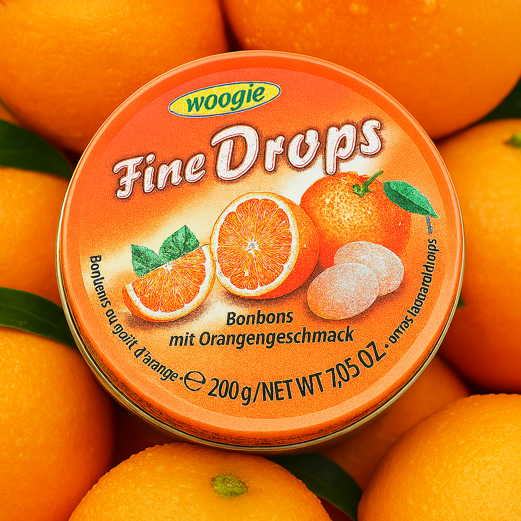 Woogie Fine Drops Bonbons mit Orangengeschmack 200g