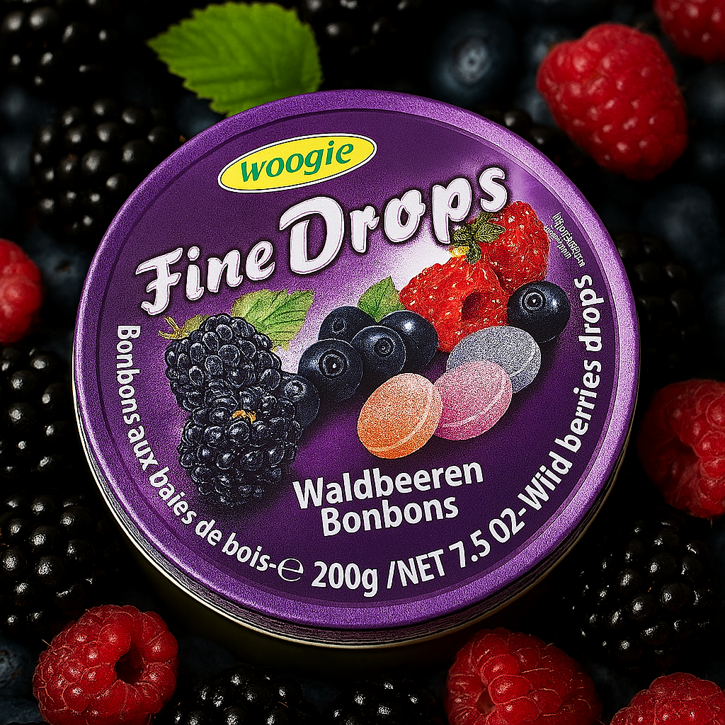 Woogie Fine Drops Bonbons mit Waldbeeren Geschmack 200g