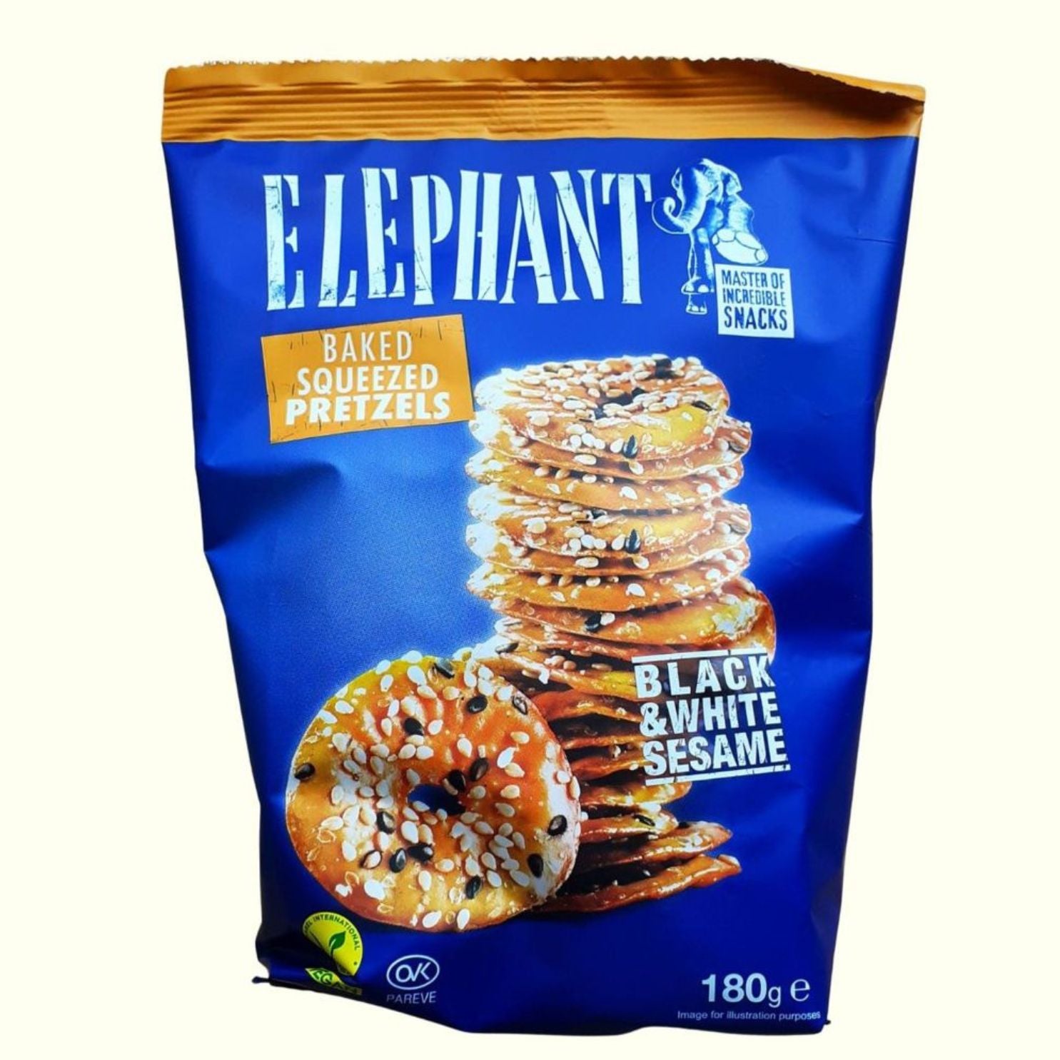Elephant Baked Squeezed Pretzels Black & White Sesam 180g - TopCandy