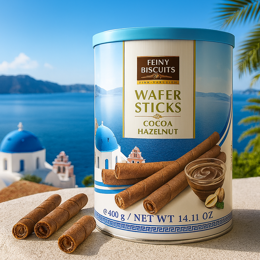 Feiny Biscuits Waffelröllchen mit Kakao- Haselnuss 400g