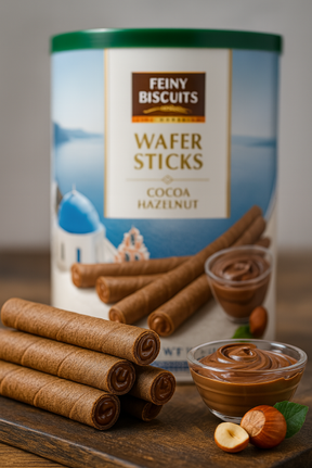 Feiny Biscuits Waffelröllchen mit Kakao- Haselnuss 400g