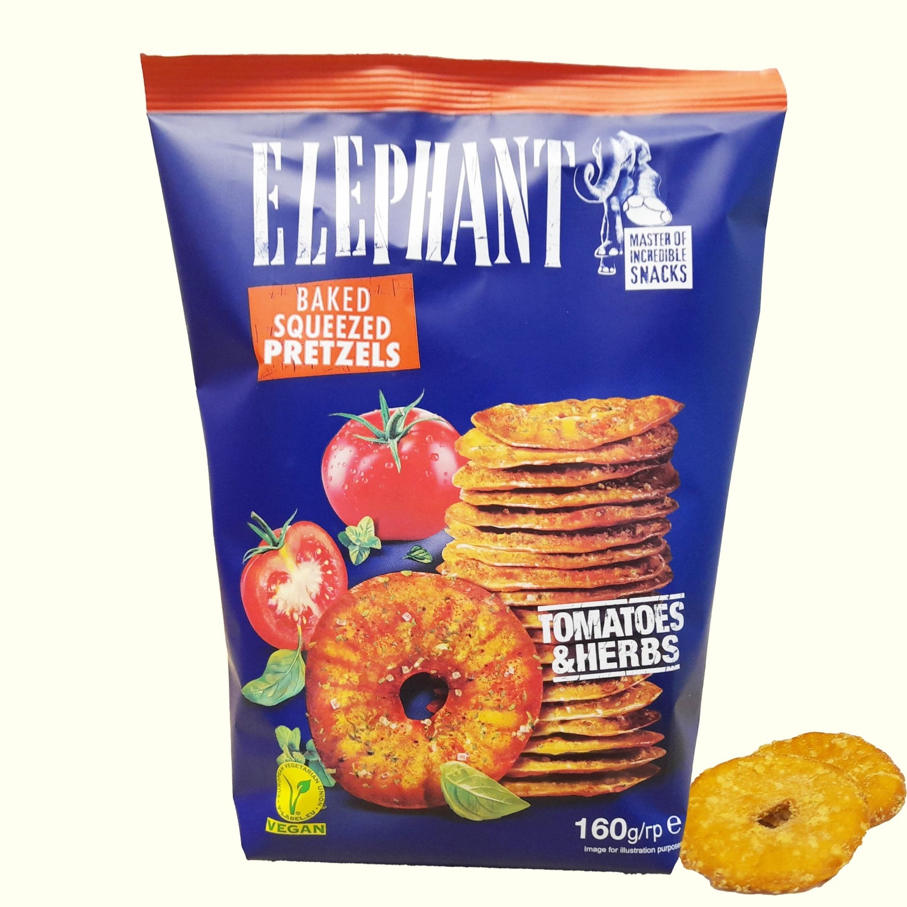 Elephant Baked Squeezed Pretzels Tomatoes & Herbs 160g - TopCandy