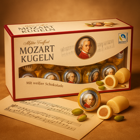 Maître Truffout Mozart Kugeln mit weißer Schokolade 200g MHD 30.10.2026
